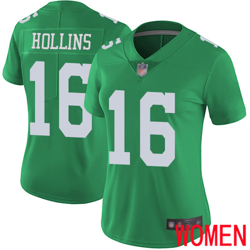 Women Philadelphia Eagles 16 Mack Hollins Limited Green Rush Vapor Untouchable NFL Jersey Football